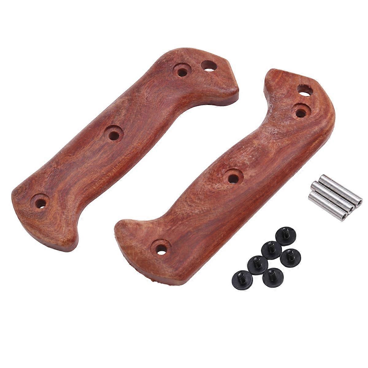 1 Pair Natural Solid Wood Handle Patch for Bk2 Knife Handle Modification Parts with Screw Handle Grips DIY Accessories,B
