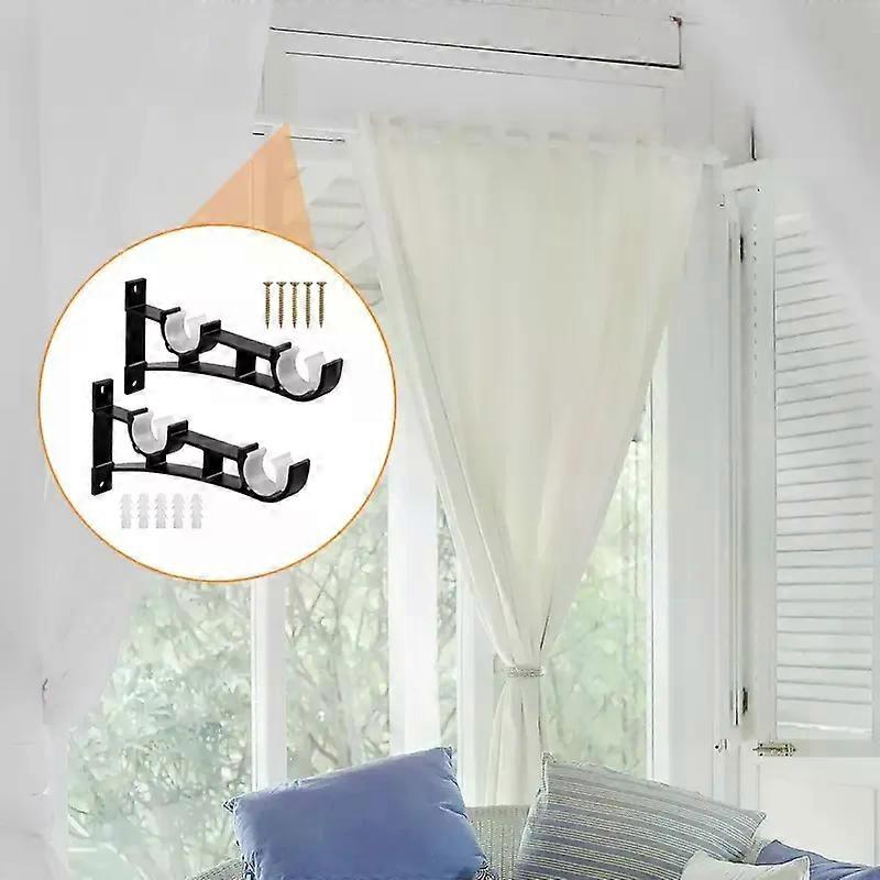 Aluminum alloy curtain rod Roman pole bracket  top mounted single pole double pole base bracket  modern and simple 1Set