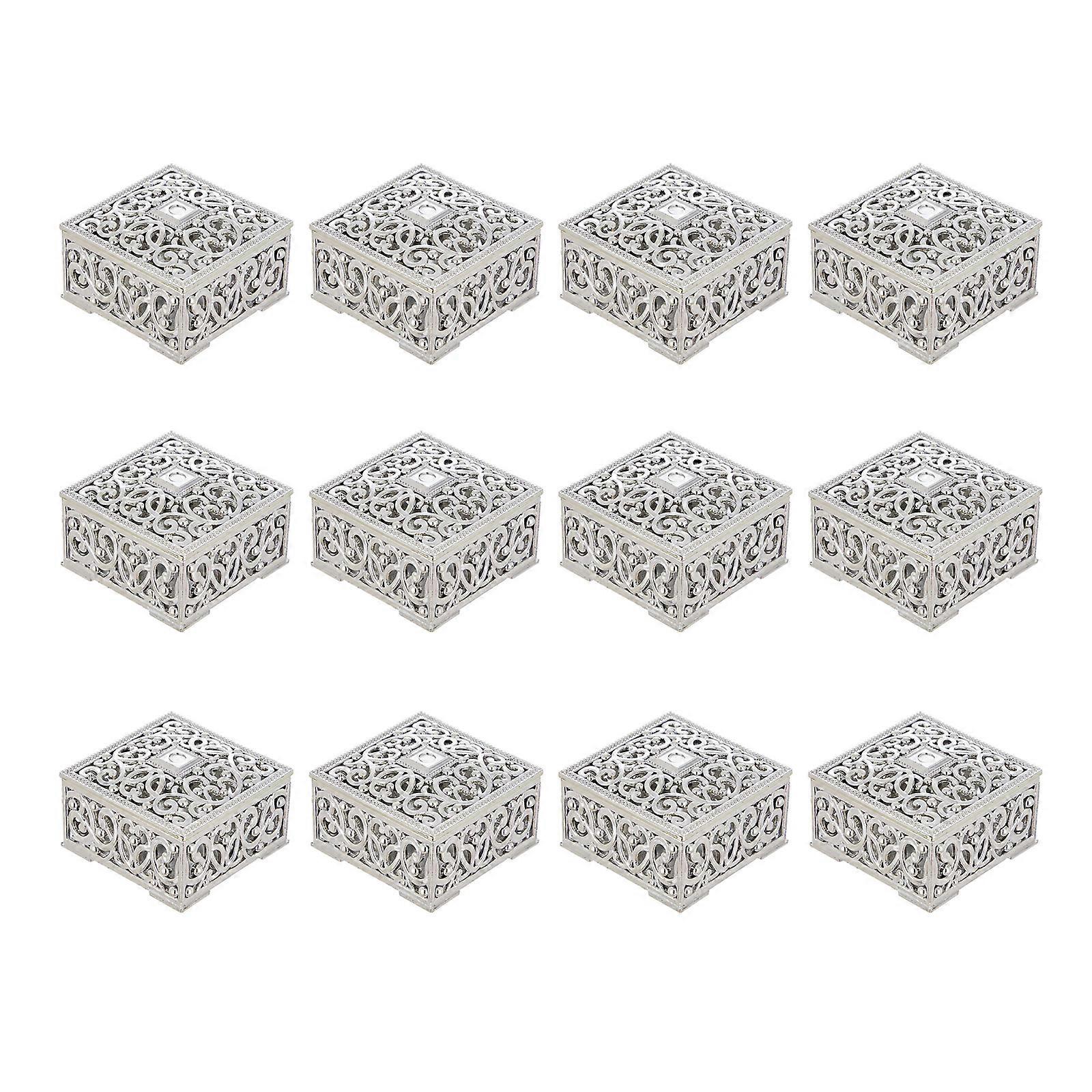 12Pcs Candy Containers For Party Favors Elegant Square Candy Packaging Boxes For Elegant Party Favor Presentation Silver
