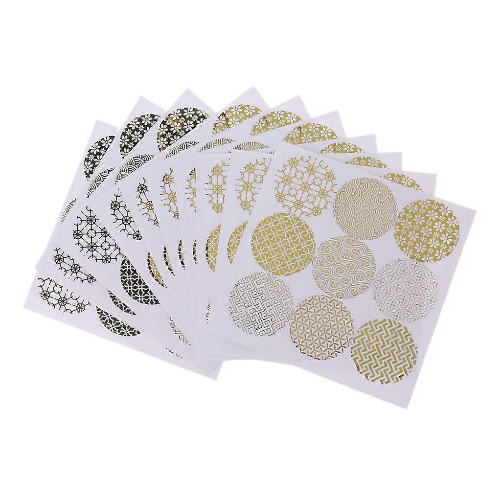 Golden Round Geometry Handmade Cake Packaging Sealing Label Sticker For DIY Gift  Gold