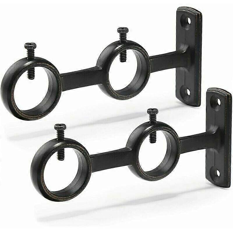 リビングルームカーテンロッド、ベッドルーム、カーテンロッド用カーテンロッドブラケット2個セット(ブラック)(2個)
