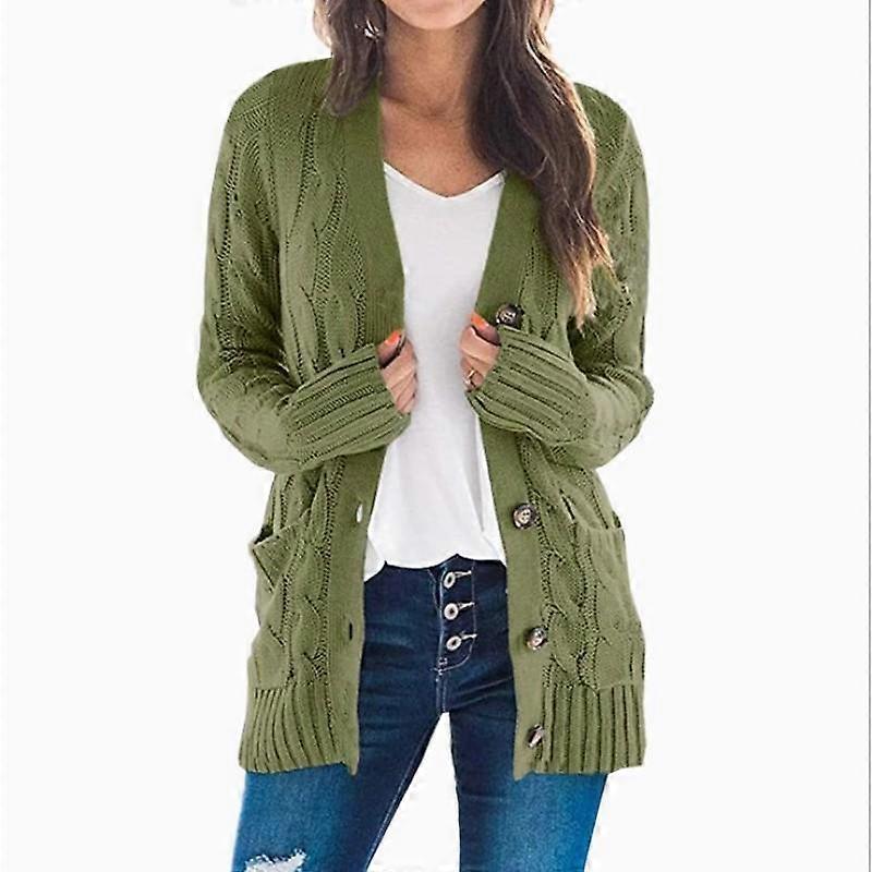 Women's Solid Color Long Sleeve Button Plus size Sweater