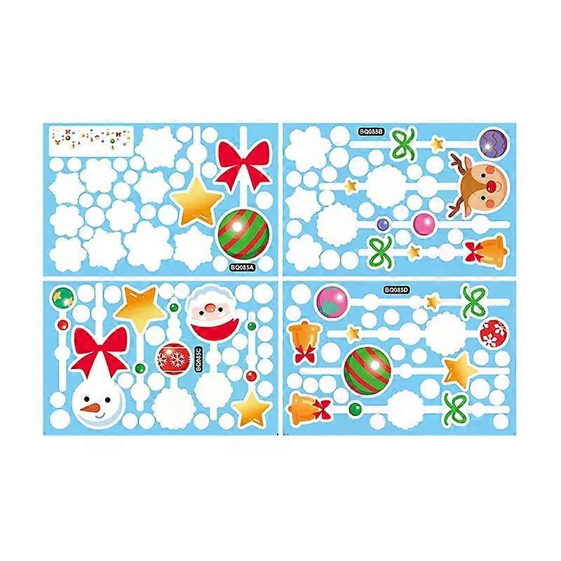 Christmas Window Stickers Made Of Glass Removable Santa Claus And Snowflakes Design Christmas Decorations
