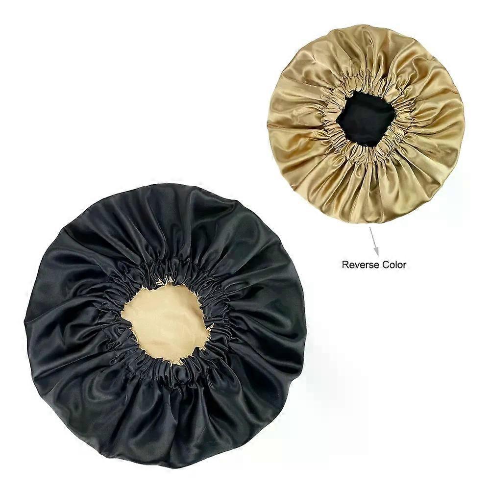 Extra Large Double Layer Satin Bonnet Women Solid Color Turban Silky Comfortable Night Sleep Cap Salon Lady Make Up Head Wear
