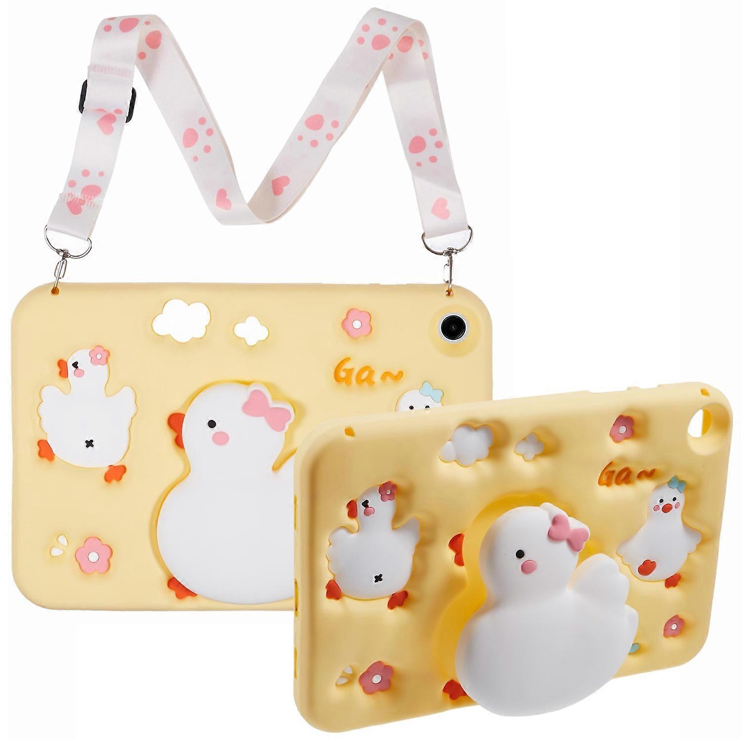 For Samsung Galaxy Tab A9+ Tablet Case 3D Duck Pattern Design Protective Cover with Shoulder Strap