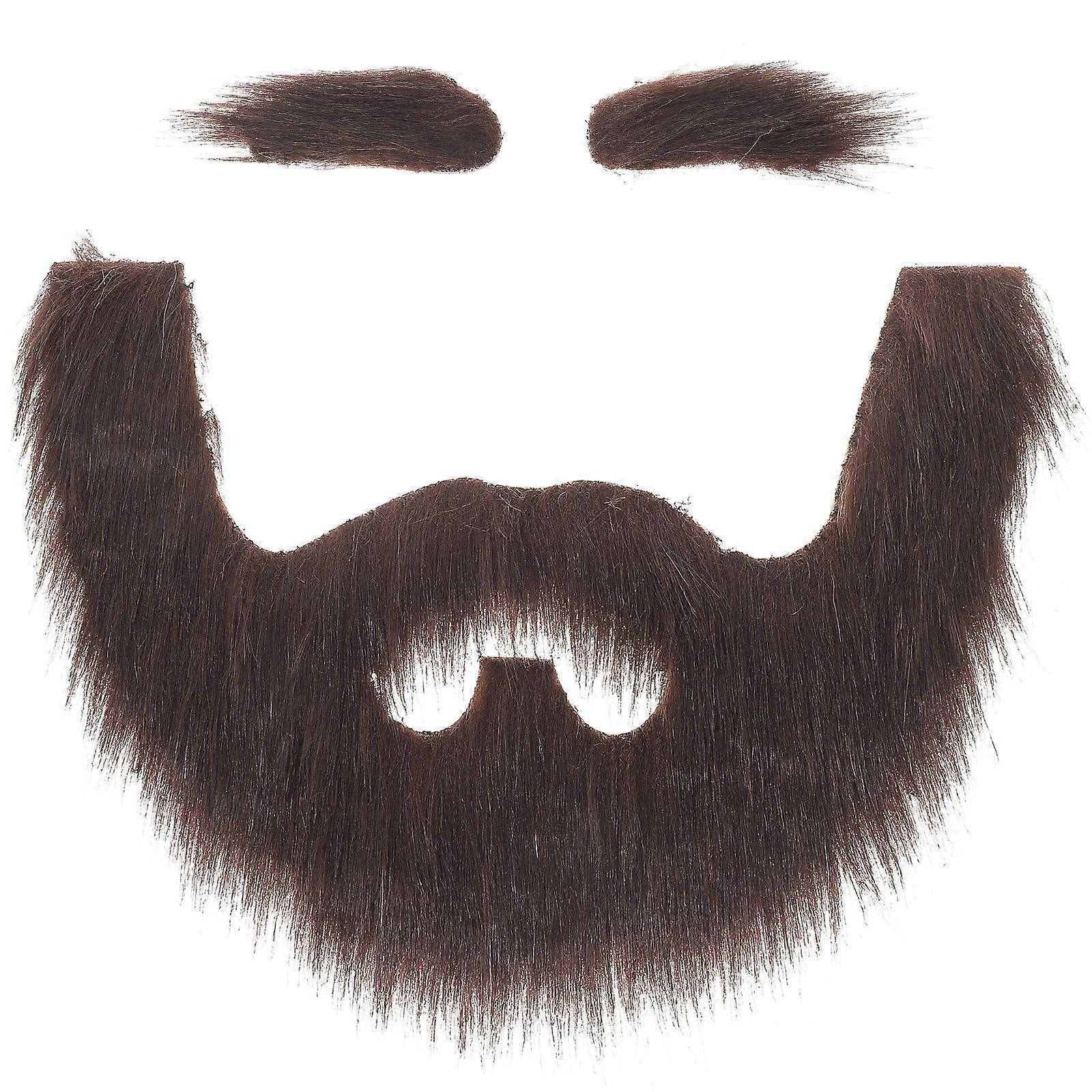 1 Set of Simulation Beard False Eyebrow Funny Fake Mustache Cosplay Prop Decorative Mustache