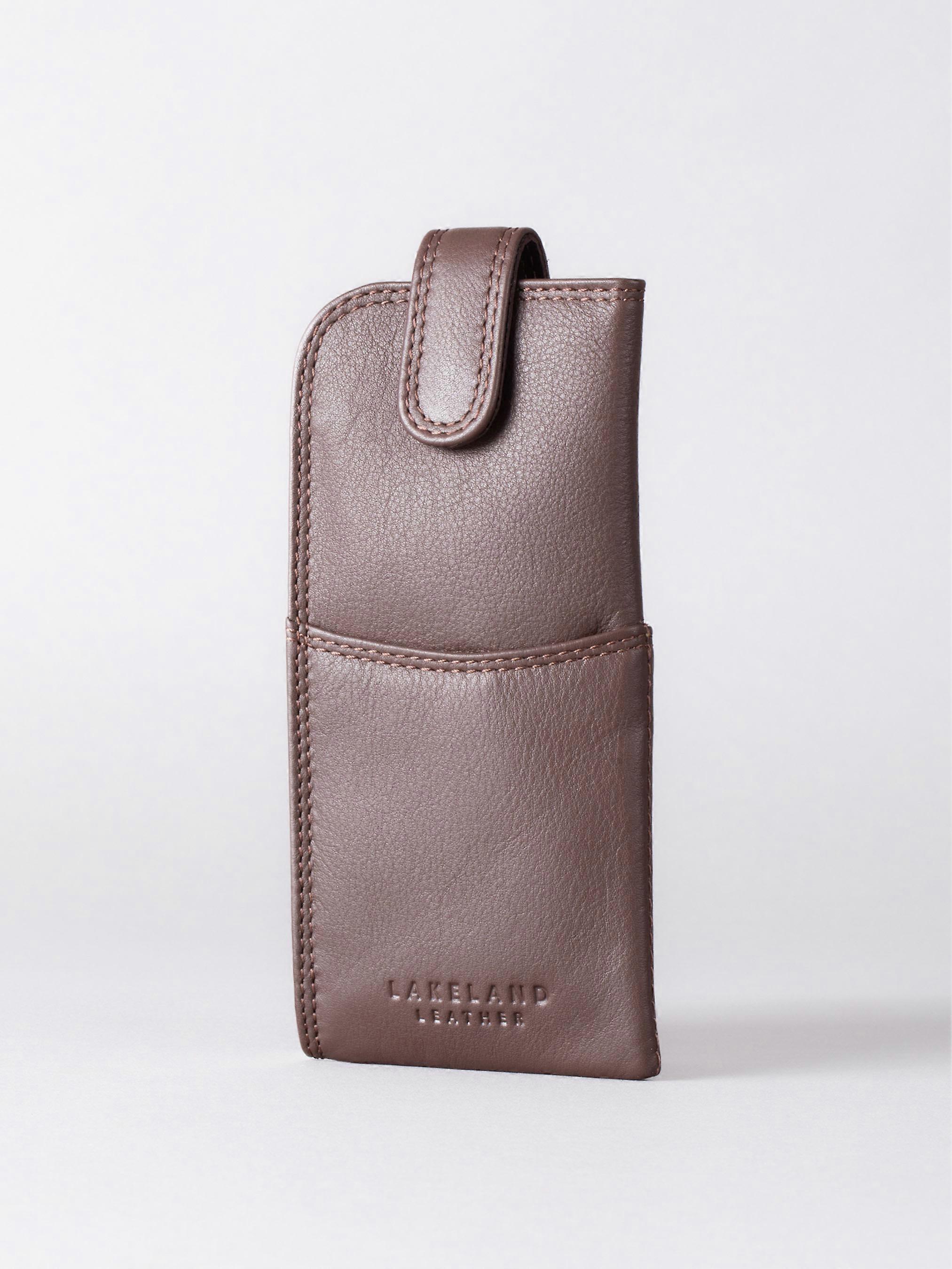 Leather Tab Glasses Case in Brown