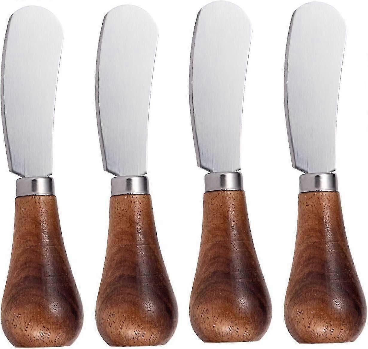 4 Stück Mini Buttermesser Stehende Käsesplots Butter Spreader Messer mit Holzgriff-GOOD