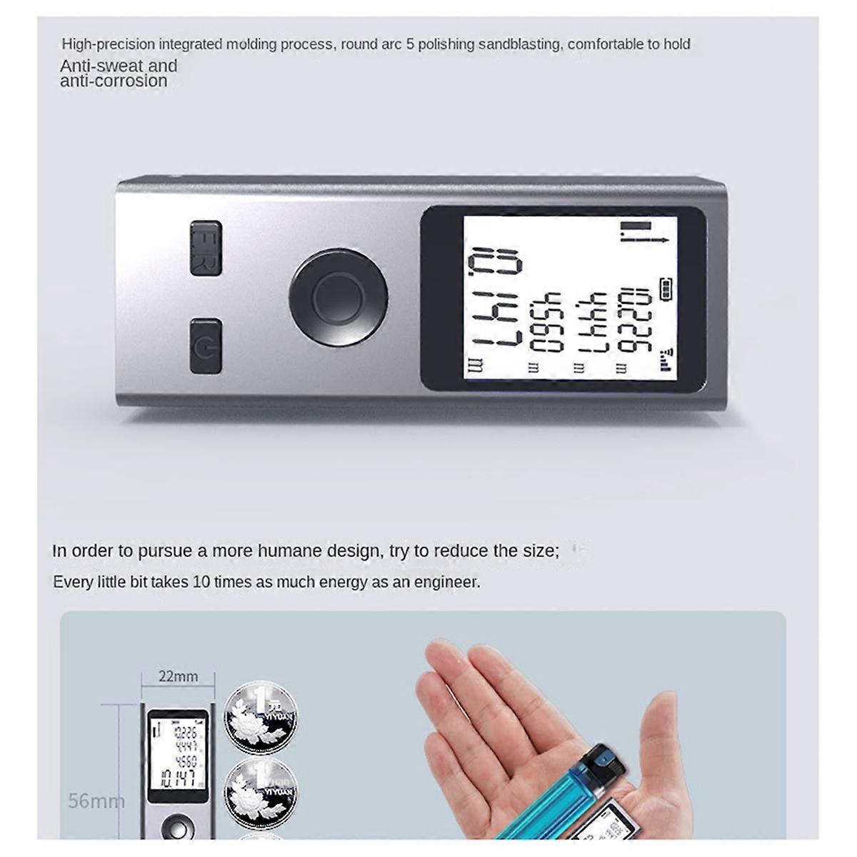 Mini Intelligent Handheld Lasers Distance Meter USB Charging Aluminum Alloy Body 30m Accurate Model