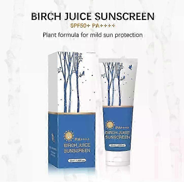 Birch Juice Moisturizing Sunscreen,Upgrade SPF50+ Birch Juice Hydrating Essence Face Sunscreen,Strong UV Protection,Water Resistant & Non-Greasy