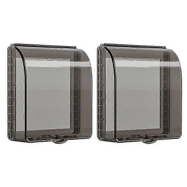 Waterproof Socket Box - Durable PPC Material, Easy Installation, Dust & Moisture Protection, 2 Pack, Dark Grey