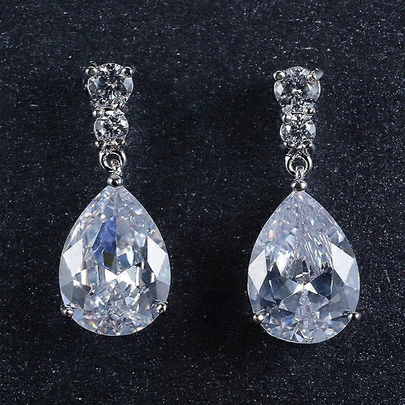 Women's Clear Drop Natural Gemstone Morganite Stud Drop Dangle Earrings Wedding Earrings