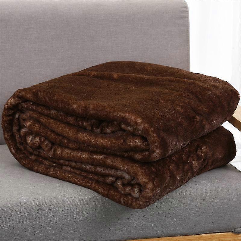 Double Layer Plush Blanket Thickened Blanket Family Blanket Cream Colored Sofa Blanket Warm Blanket