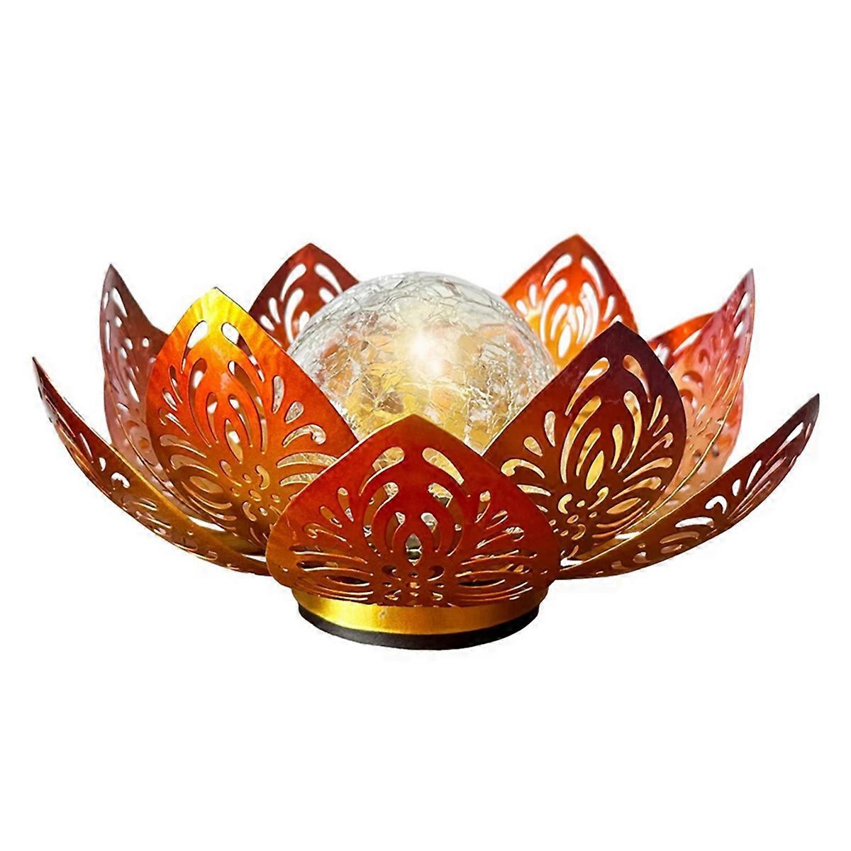 Solar Powered Iron Art Lotus Light Outdoor Plug-in Lawn Lamp