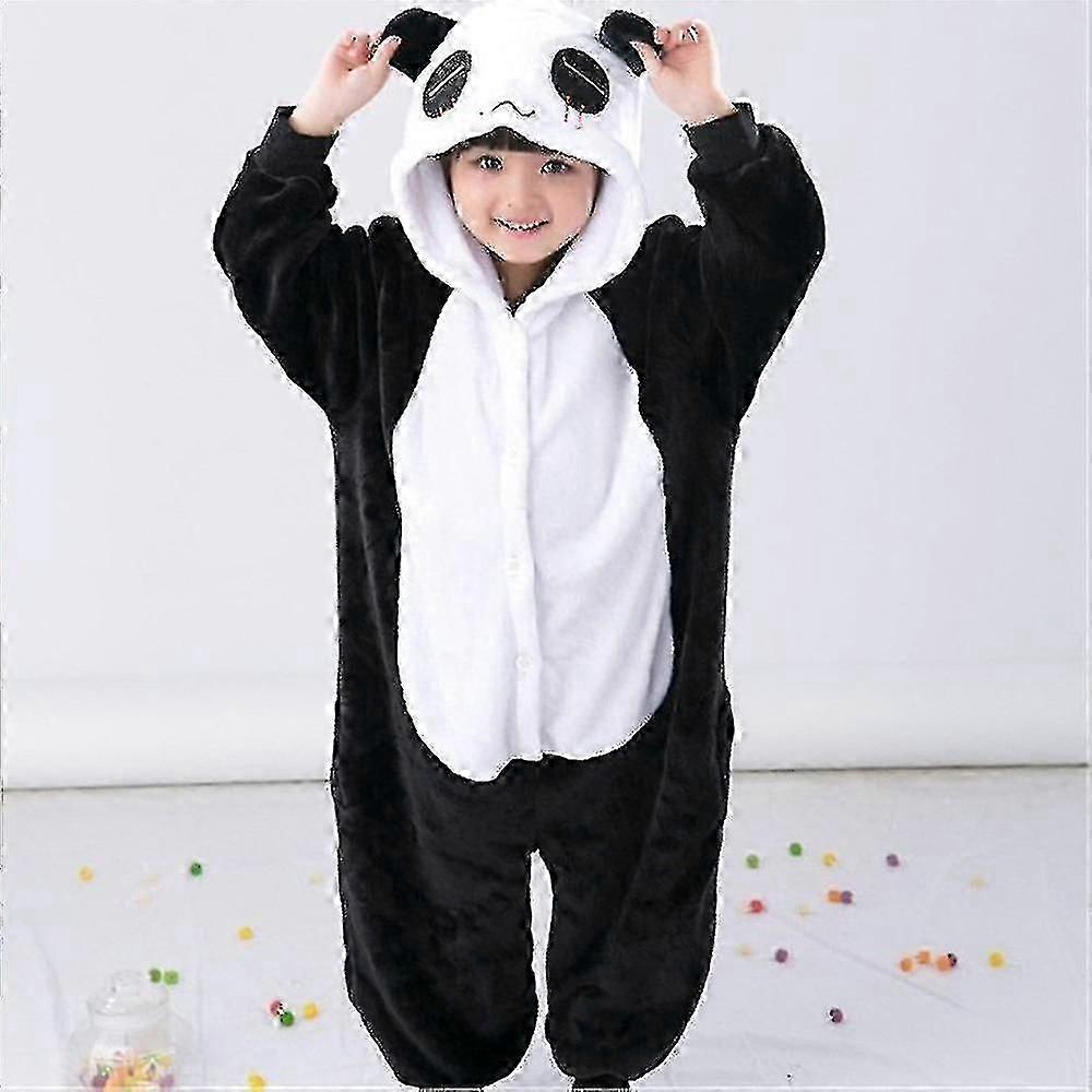 Unisex barn onesie pyjamas, flanell djur stycke kostym nattkläder för pojkar flickor 6-7 år panda