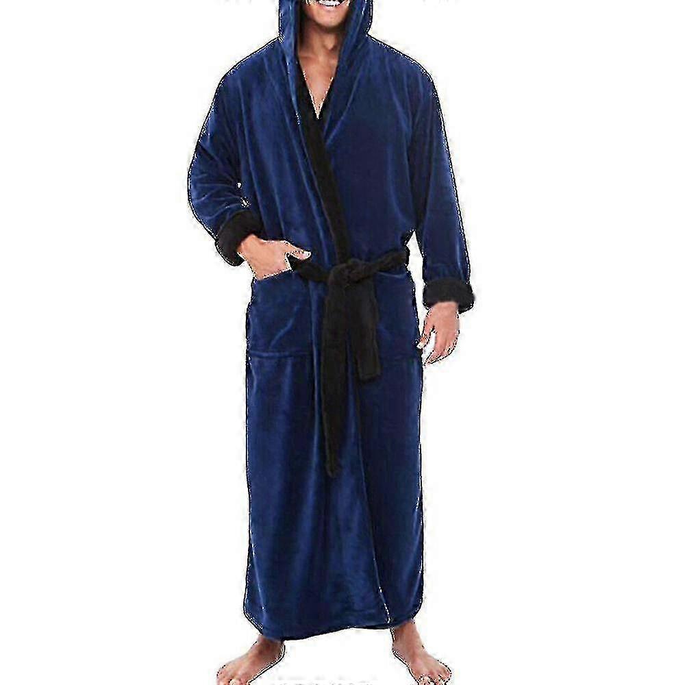 Warm Winter Towelling Dressing Gown for Men Hooded & Long