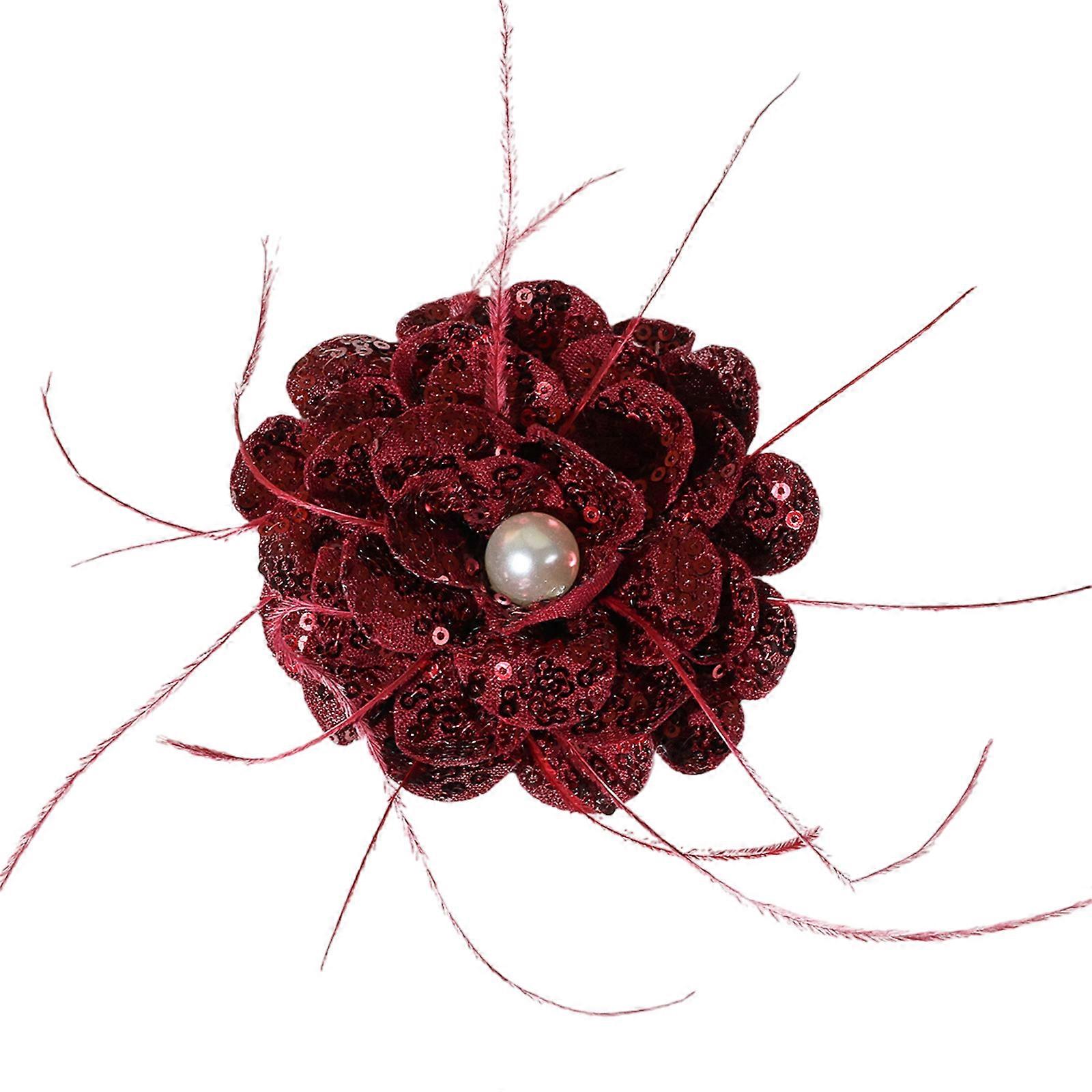 Patchs de fleurs en soie pailletées pour robe de soirée, costume de danse, à coudre sur une fleur appliquée pour projet artisanal, écharpe, broche, bordeaux