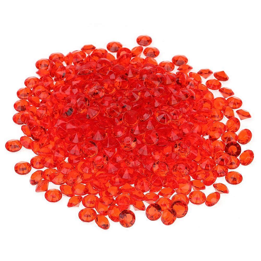 500pcs 10mm DIY Transparent Pointed Acrylic Diamond Gems for Wedding Party (Red)