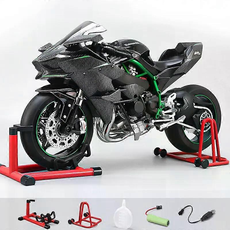 Large 1:6 H2R Spray Alloy Diecast Motorcycle Toy Bootable Dynamic Metal Model Sound Light Birthday Gift Hobbies Collect
