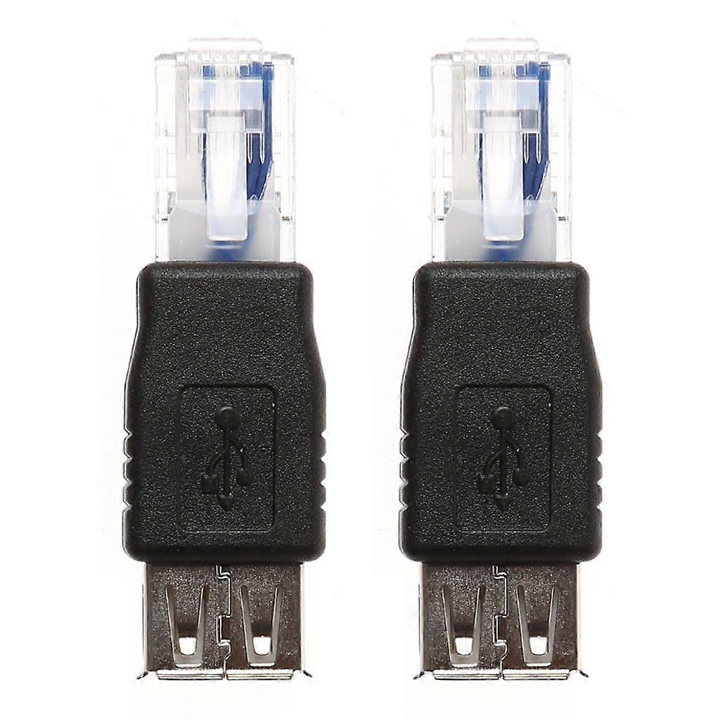 2Pcs USB Typ A Buchse Auf Ethernet Internet RJ45 Stecker Konverter Adapter