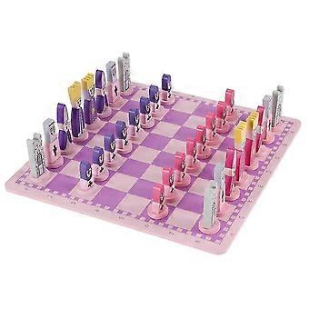 Conjunto de Xadrez de Viagem com Tabuleiro de Xadrez Brinquedos Educativos para Crianças e Adultos Rosa