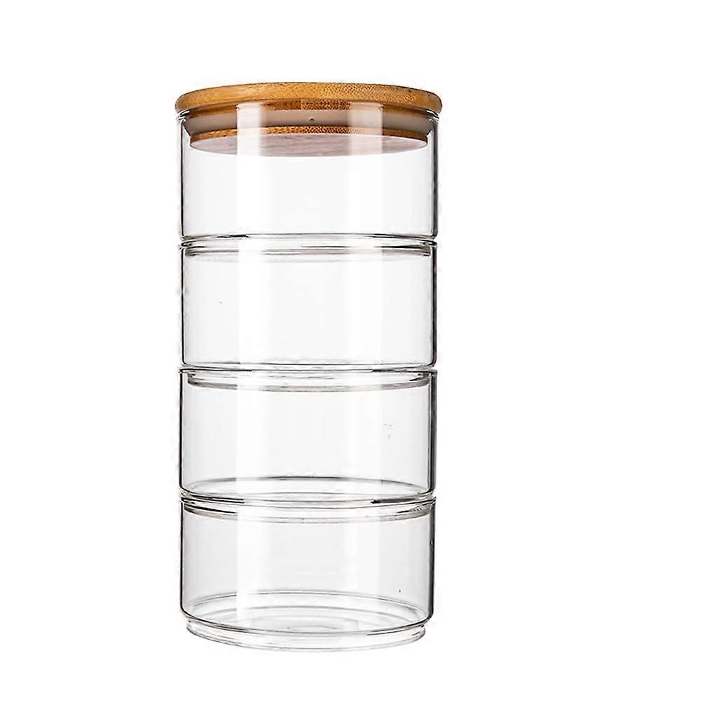 Glass Storage Jars with Lids 4-Tier High Borosilicate Stackable Food Canisters for Canning Cereal Pasta Spices