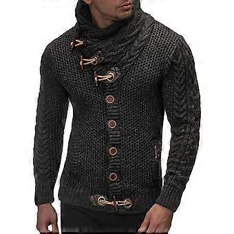 Heren Kabel Gebreide Vest Trui Sjaalkraag Knoopsluiting Losse Pasvorm Lange Mouw Casual Vesten
