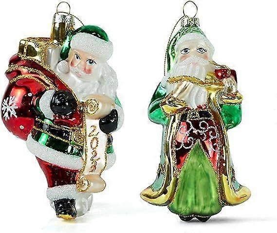 クリエイティブサンタクロースガラス製品、クリスマスデコレーションペンダント、クリスマスツリーデコレーション(2個)