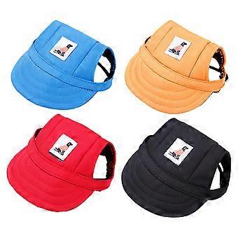 4 Pieces Pet Baseball Caps with Ear Holes Cat Hat, Adjuable Dog Outdoor Sport Sun Protection Dog Cap
