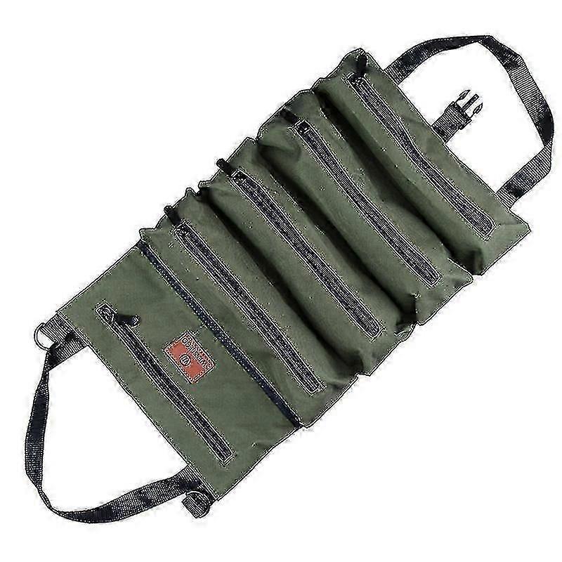 Tool Roll, Canvas Tool Roll Up Bag With 5 Zipper Pockets, Large Capacity Tools Wrap Roll Storage Case, Tool Organisers