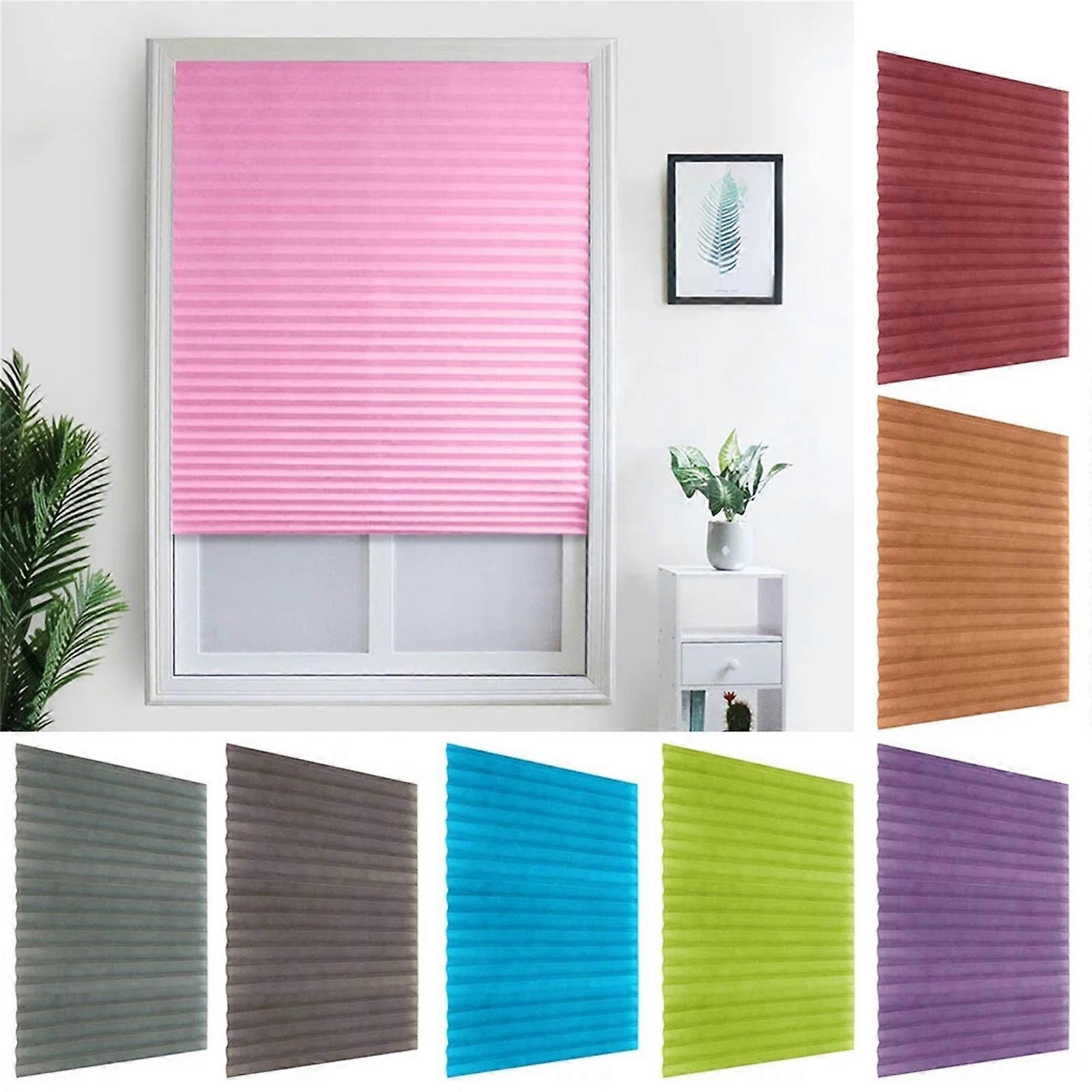 Ménage sans fil aveugle filtrant la lumière Tissu plissé Ombre pour balcon Café Fenêtre Salle de bain Rideau 35,4 x 59 pouces