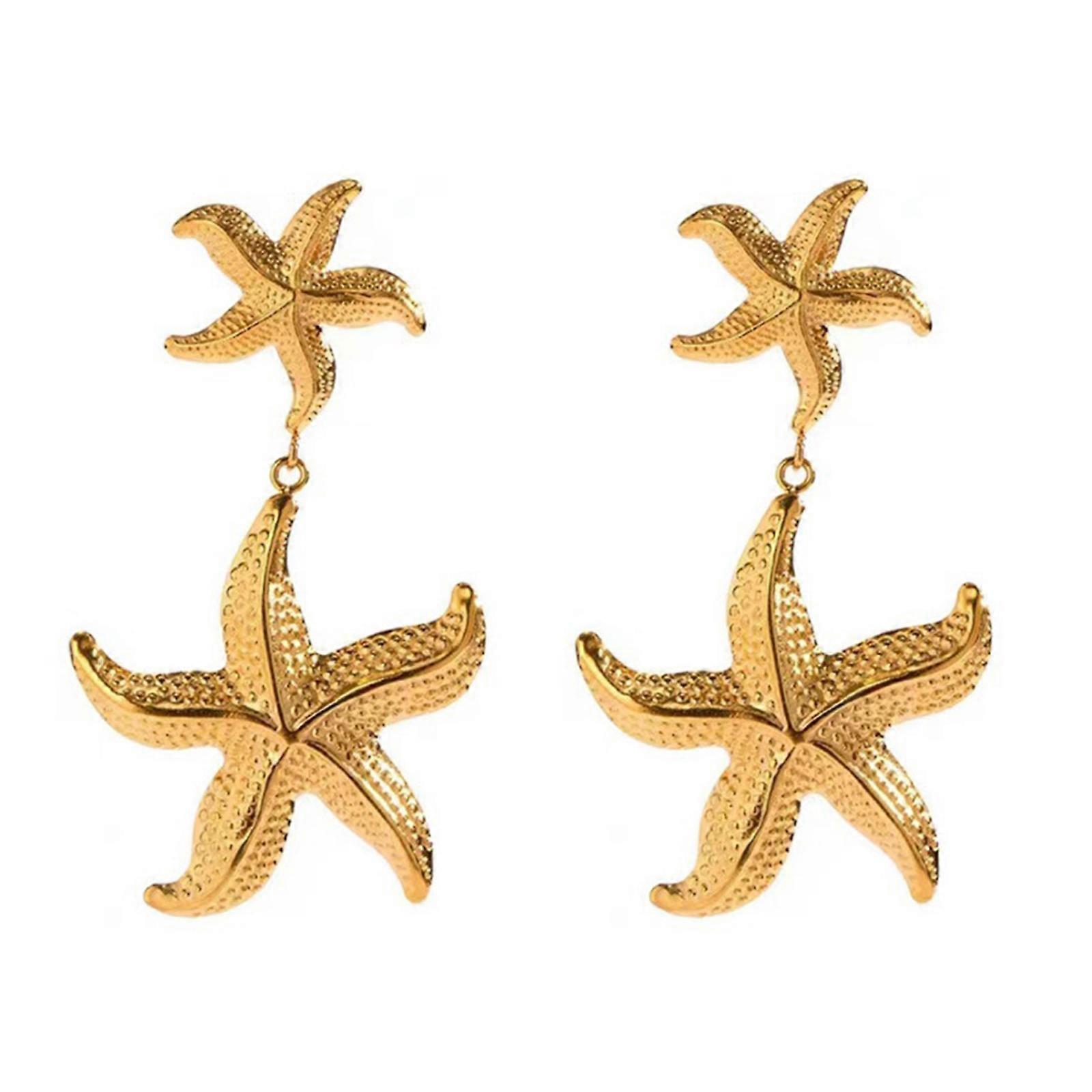 女性のためのスタイリッシュなヒトデペンダントイヤリングレディースイヤースタッドダングルイヤーリング夏のデイリーウェアのための星型のイヤリング