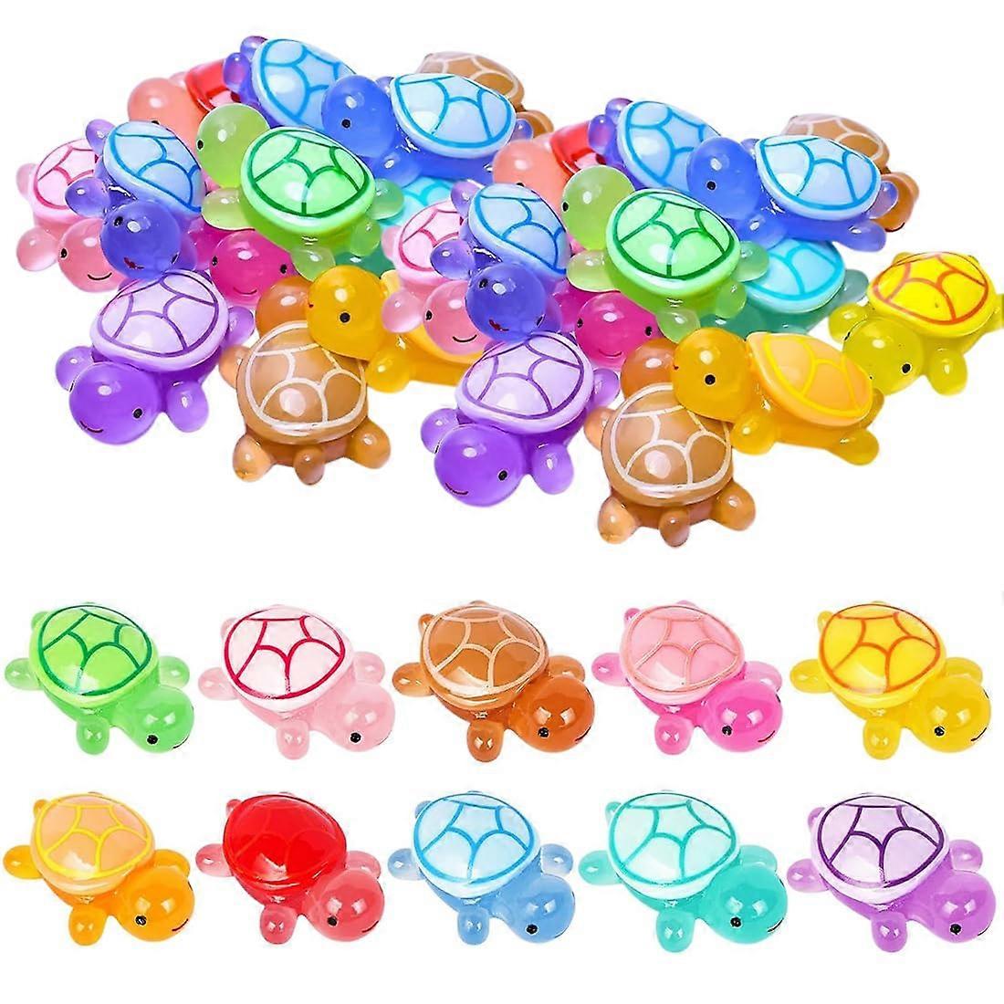 Pack of 50 Luminous Turtles Resin Mini Figures DIY Tiny Turtles for Pot Decoration Garden Landscape