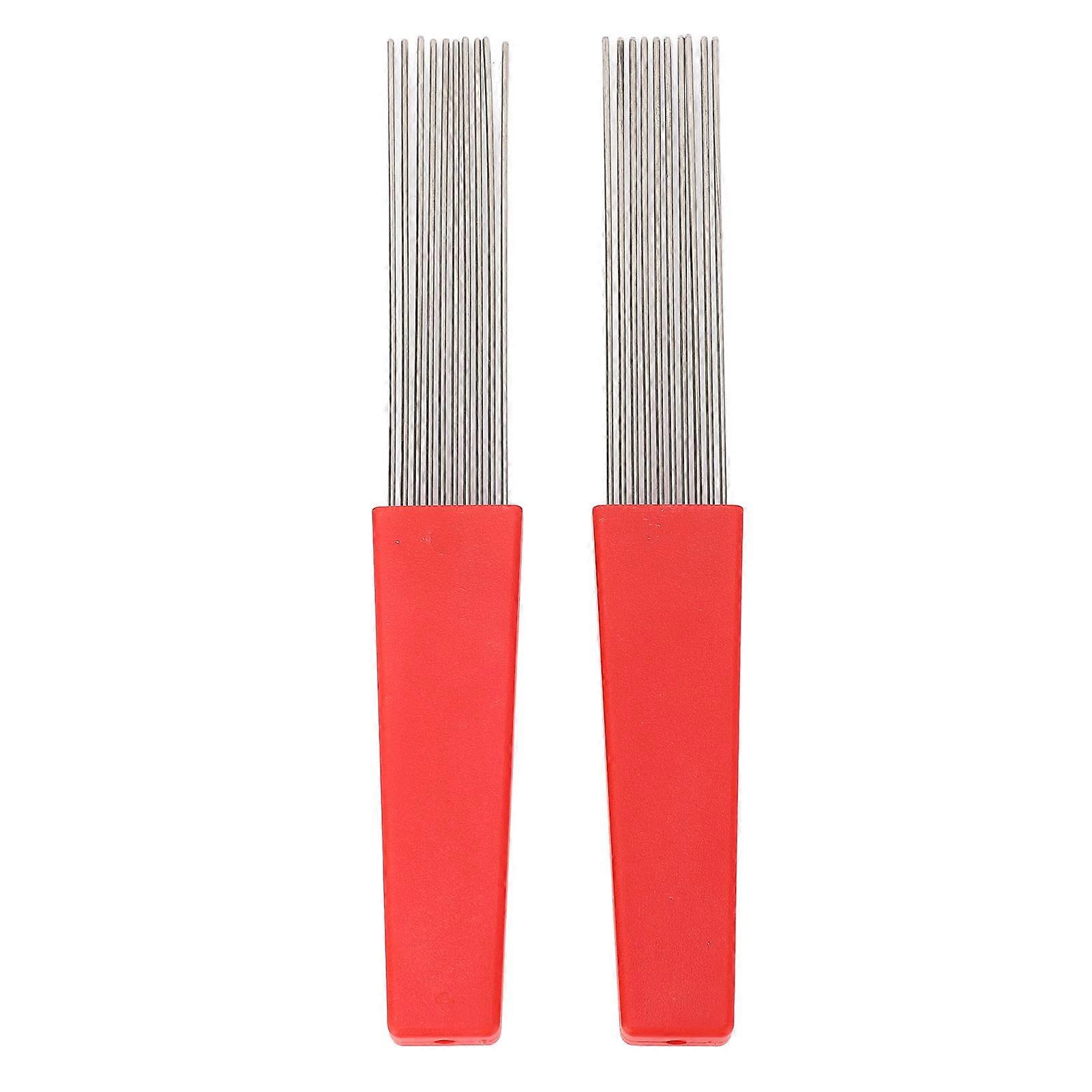 2PCS Guiro Scraper Brush Ergonomic Design Plastic and Stainless Steel Latin Percussion Comb Style Scraper Brush