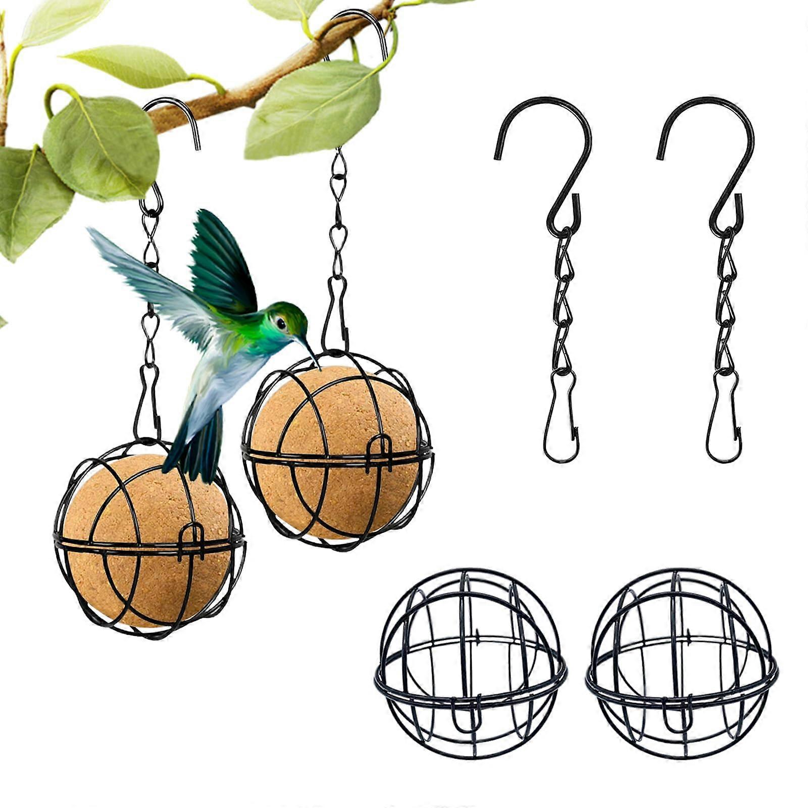 Pack of 4 Chit Ball Holder, Bird Feeder with Hinged Lid for Wild Birds (Black)