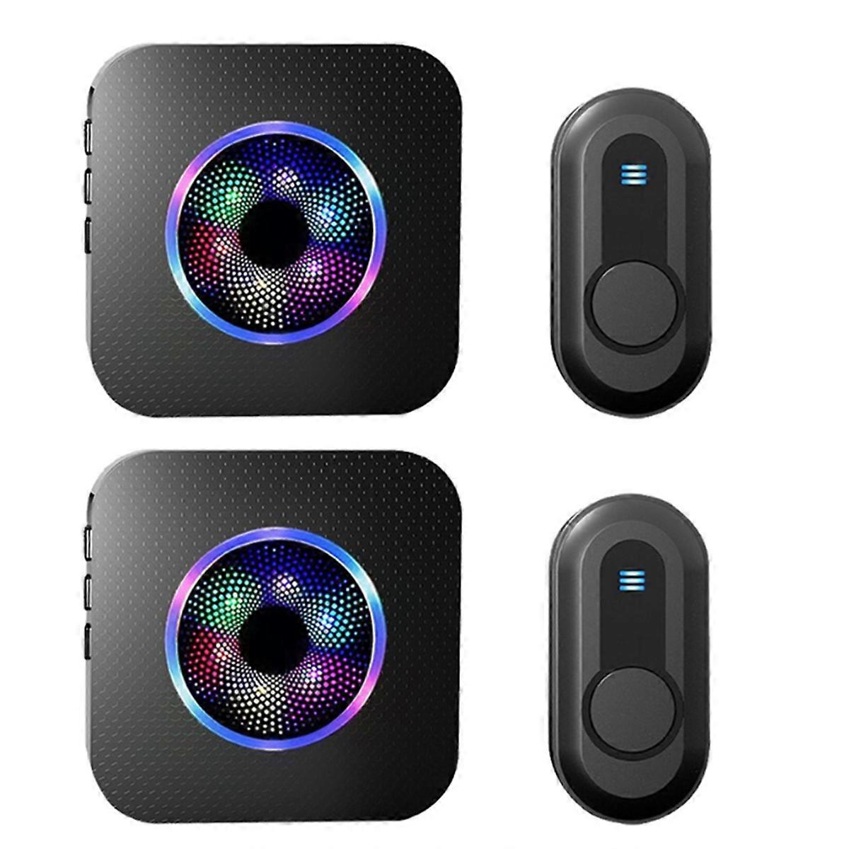 Wireless Doorbell Colorful Flashing Lights Color Visual Punch-Free Paste Wiring-Free for Elderly Pa