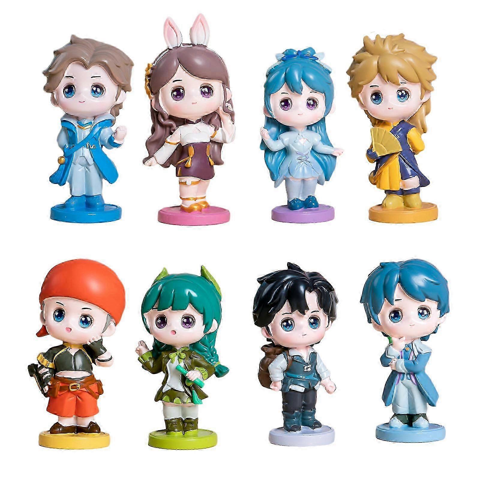 8 Pieces Cartoon Action Figures Desktop Ornament Unique Resin Miniatures