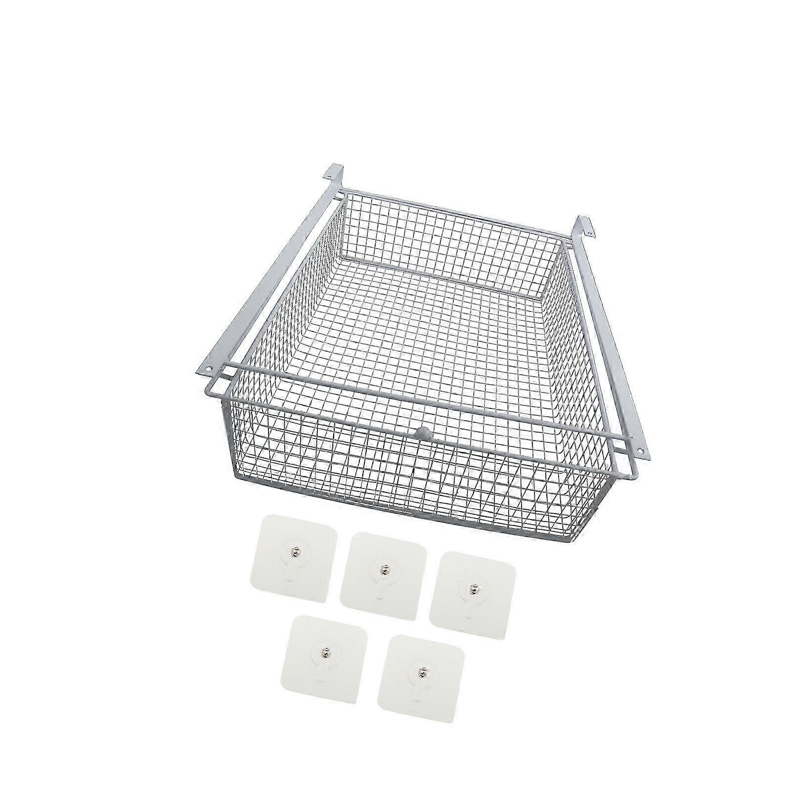 Pullout Drawer Basket for Socks Under Cabinet Shelf in White for Bathroom Cabinet