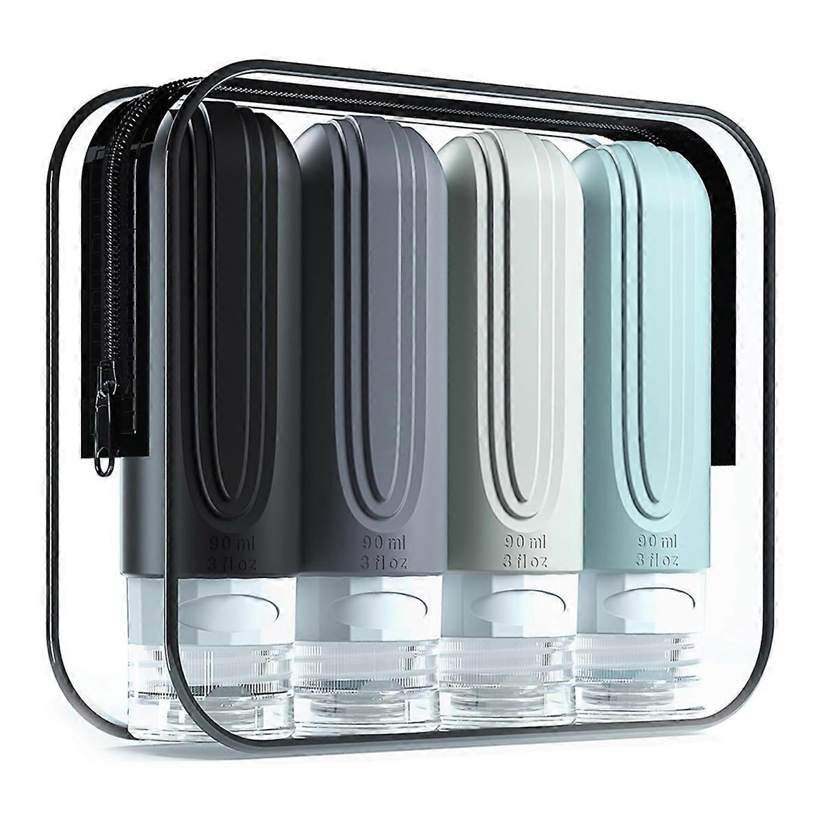 4pcs Travel Bottles for Toiletries, 3oz Travel Size Containers Free Leak Proof Refillable Liquid Si
