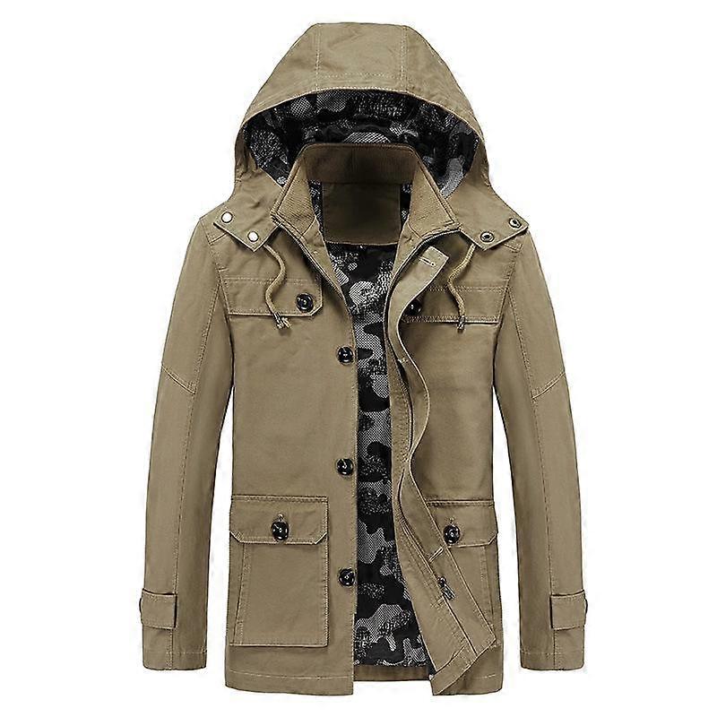 Autumn and Winter 2023 New Casual Large Size Thin Jacket Washed Mid-length Windbreaker Jacket for Men