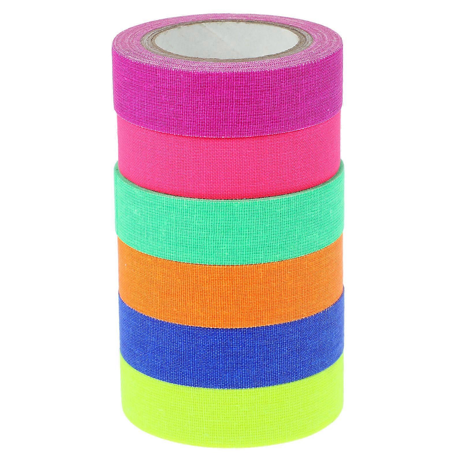 6 Rolls UV Blacklight Neon Fluorescent Cloth Tape for Party Decor, Creative Wall Art & Stage Performance – Easy to Use with Residue