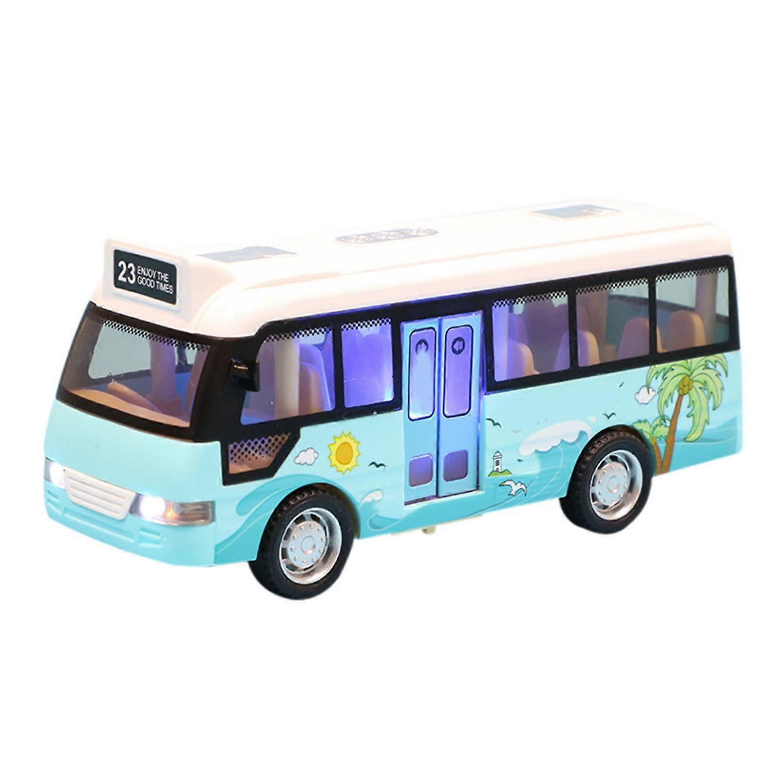 Blue Simulation City Bus Toy for Kids with Openable Door and Sound & Light Effects