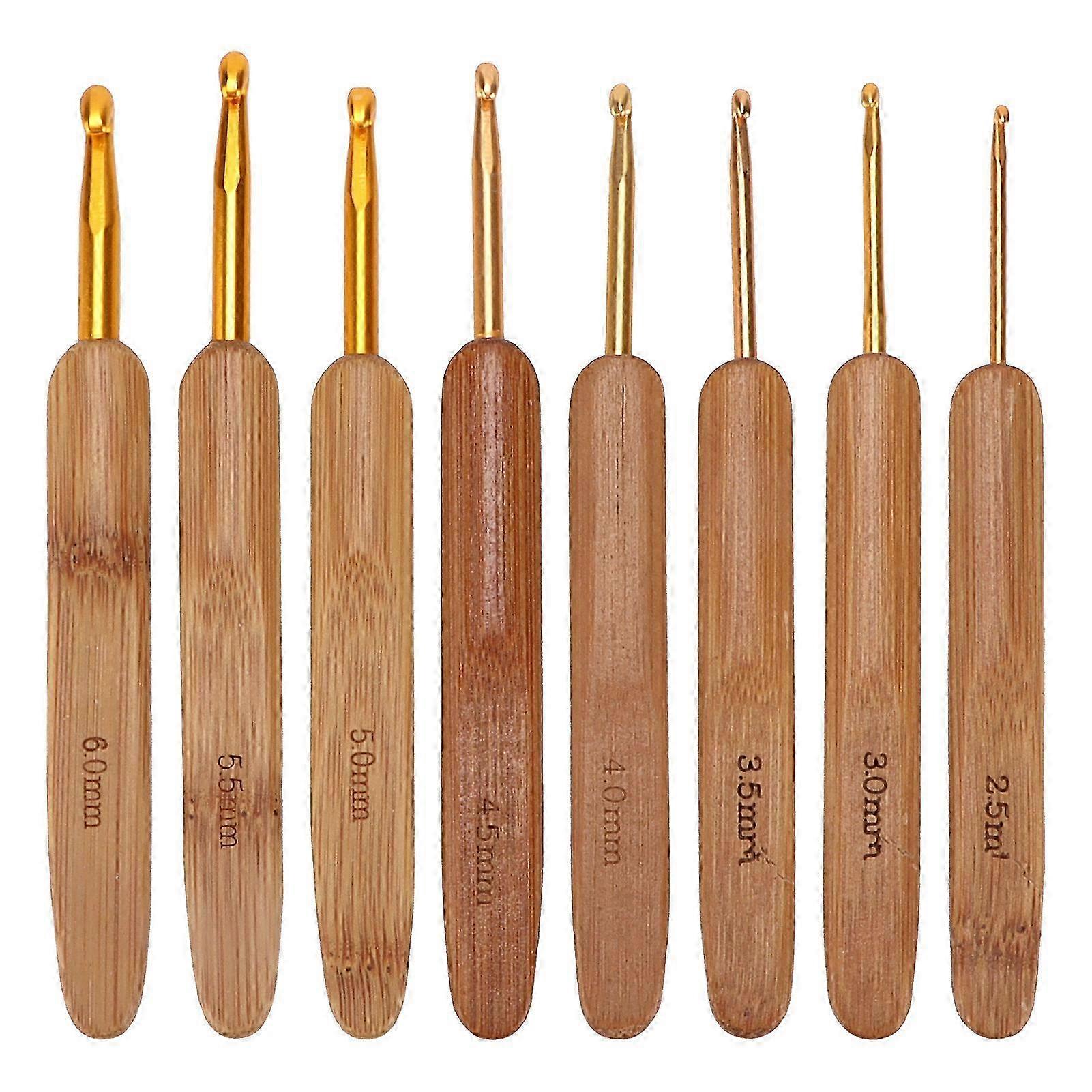 8Pcs Ergonomic Bamboo Crochet Hooks Set for Beginners & Experienced