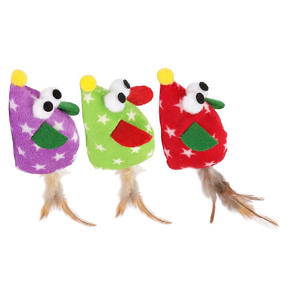 Pet Kitten Teasing Toy Plume Mouse Model Bonding Time Cats 3Pcs