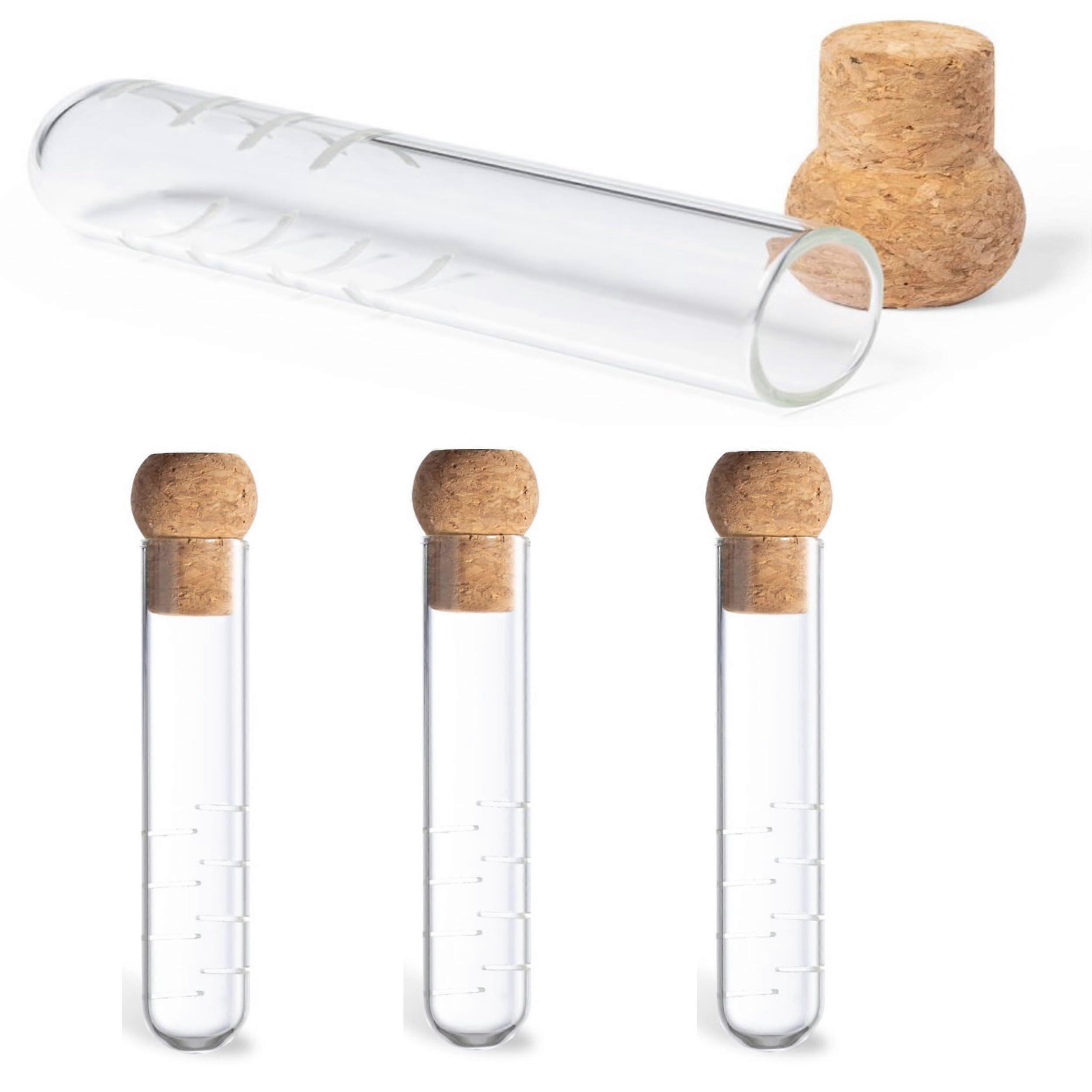 Tea Strainers Set of 4 Micro-Perforated Glass Infusers with Cork Stopper for Loose Leaf Tea Brewing