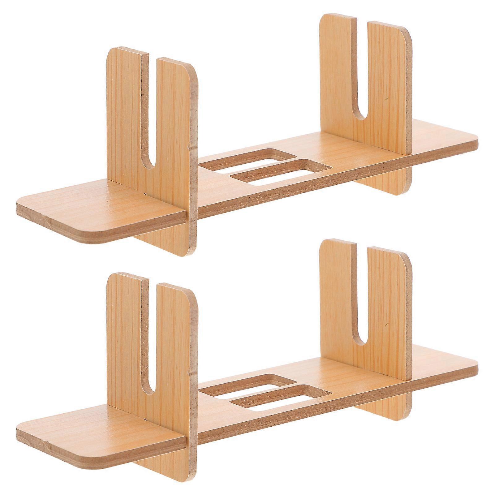 Fan Organizer Bamboo Fold Stand Storage Rectangular Base Home Decoration Bookstore Display 2Pack