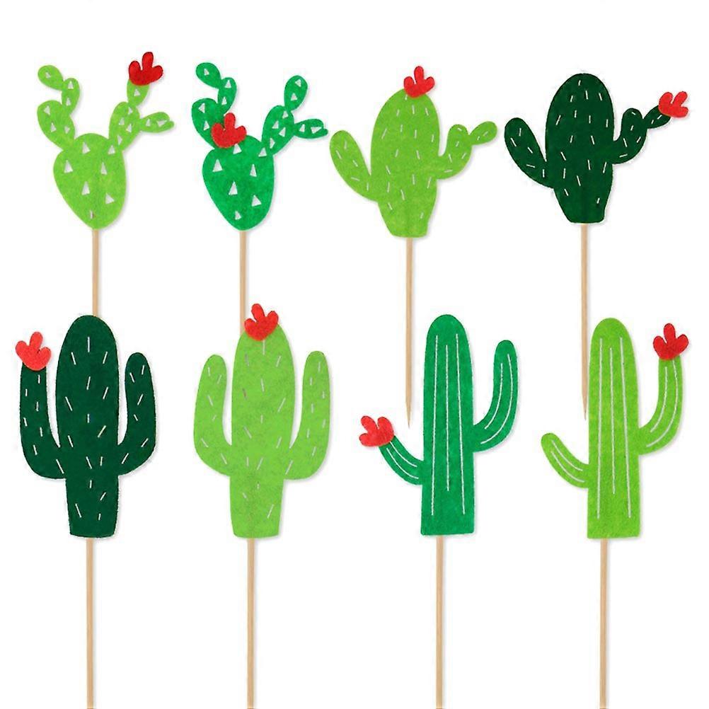 Cake Decorating Toppers Cactus Cake Inserts Green Cloth Birthday Festive Celebration 16Pcs