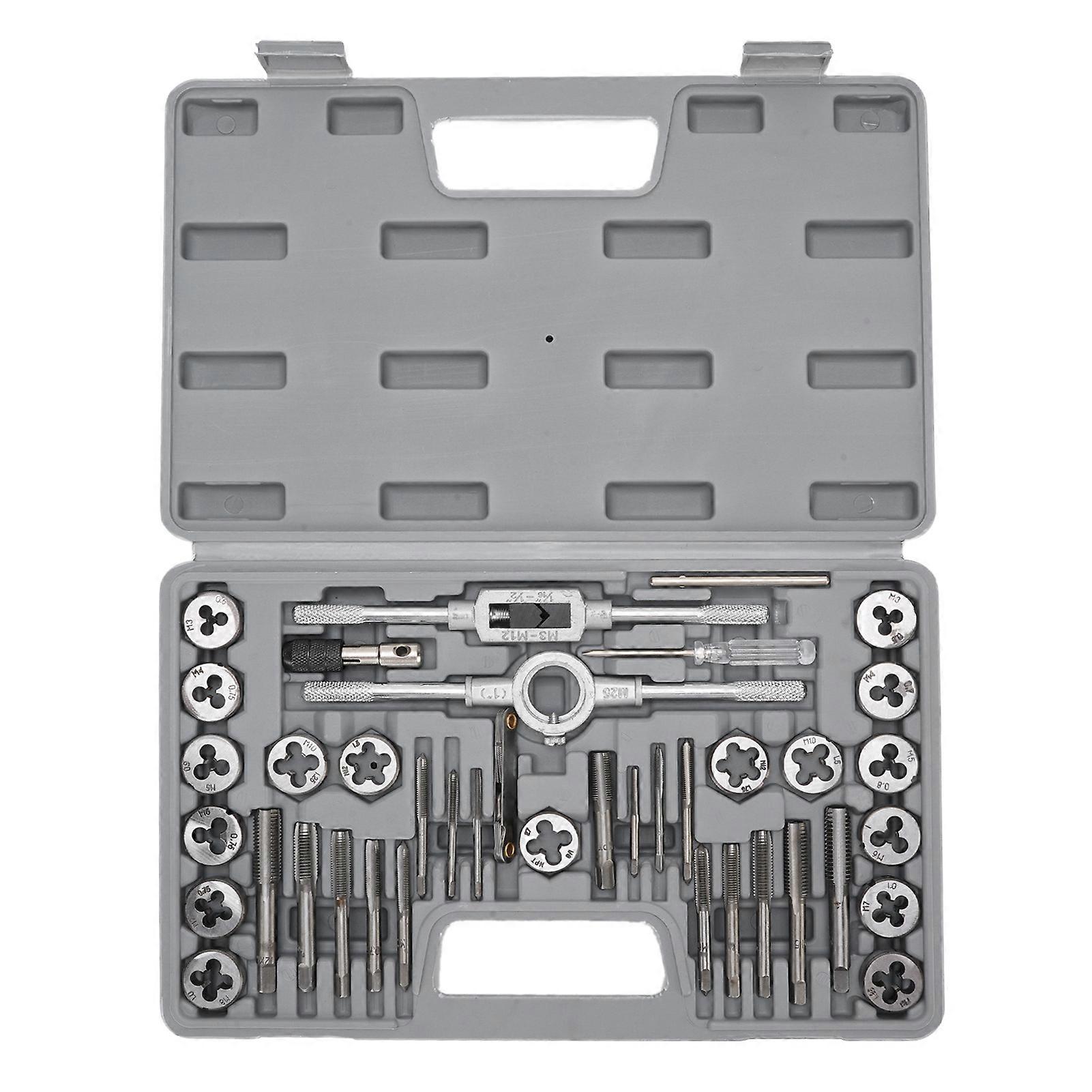 40-Piece SAE Tap and Die Set 4-1/2" Alloy Steel UNF-FINE NPT Threads Threading Tool Kit