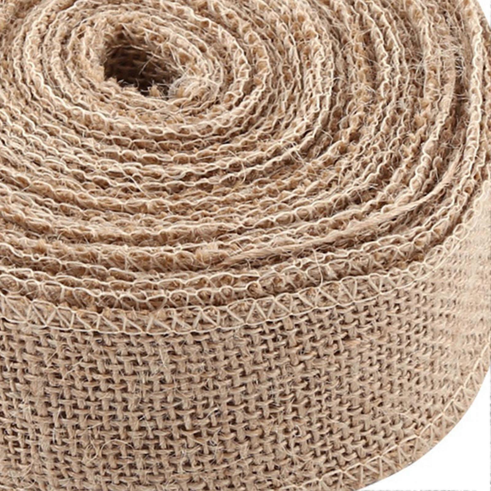 10m Natural Burlap Table Runner with Gift Wrap Ribbon (5cm)