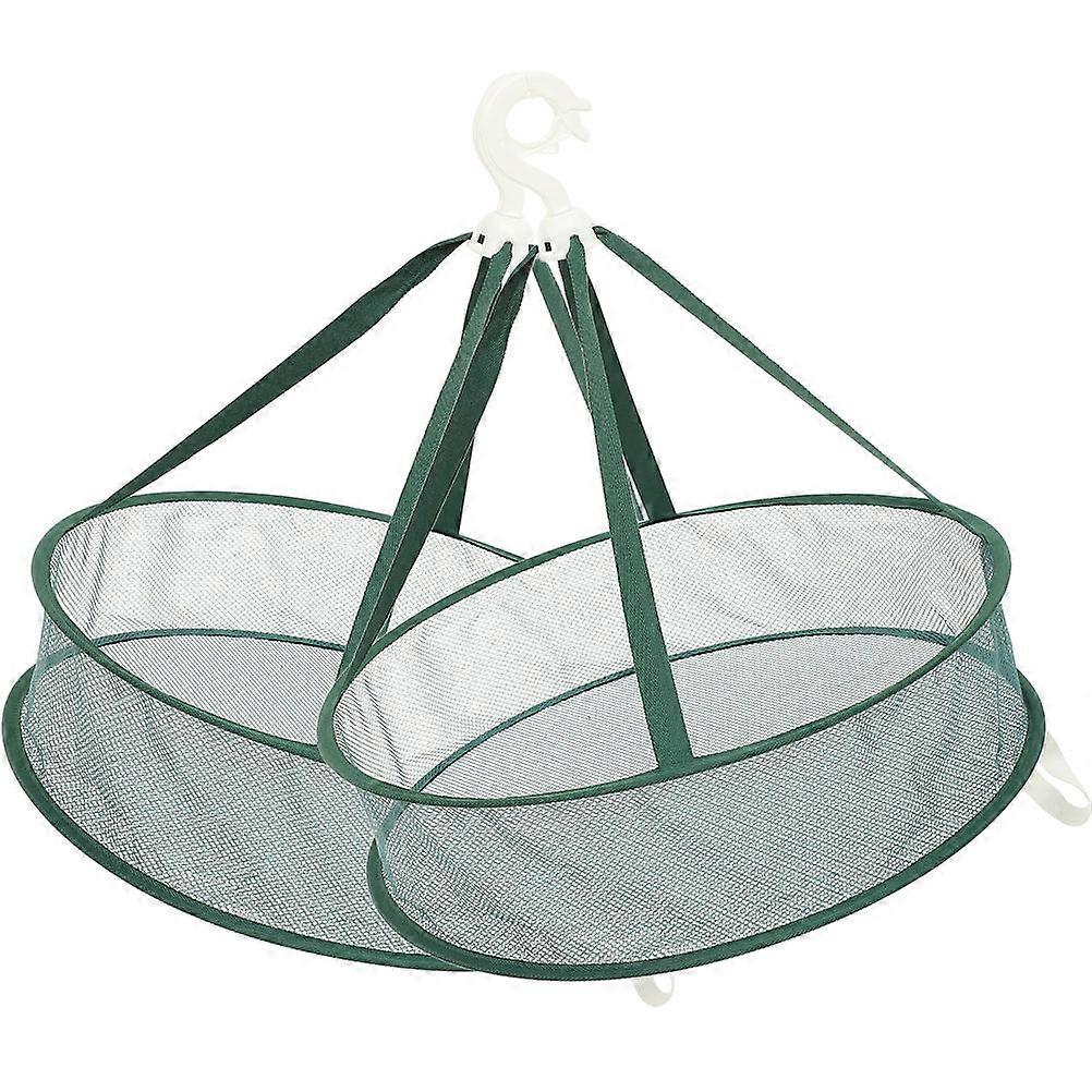 Foldable Socks Drying Rack Flat Clothes Drying Net For Indoor Use Green 45X45X11CM Breathable 2Pcs